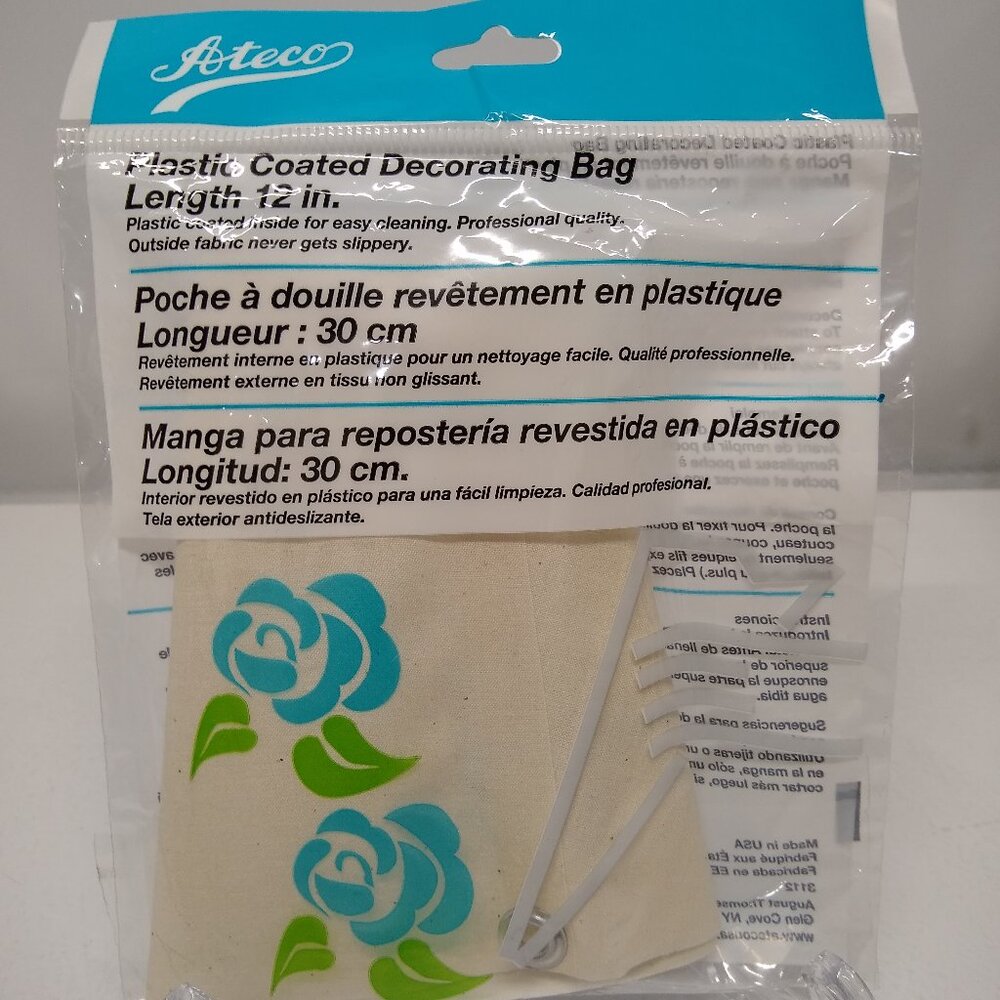 NWT! Ateco Reusable Cake Decorating / Pastry Bag, Plastic-Coated Cloth, 12-Inch